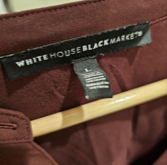 White House Black Market maroon long sleeve top with ruffle and button details - Picture 4 of 4